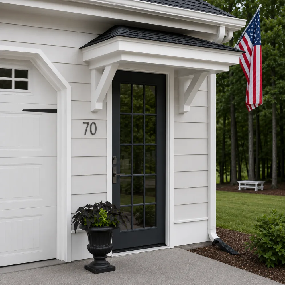 Deadbolt and keyed entry knob set on the side walk-in door of a residential garage