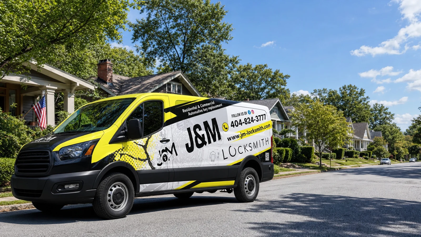 J&M Locksmith Decatur locksmith technician at work in Atlanta, GA