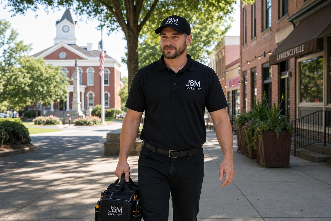 J&M Locksmith technician near the Lawrenceville Square courthouse area
