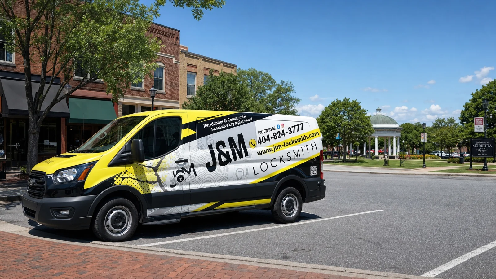 J&M Locksmith Marietta locksmith technician at work in Atlanta, GA
