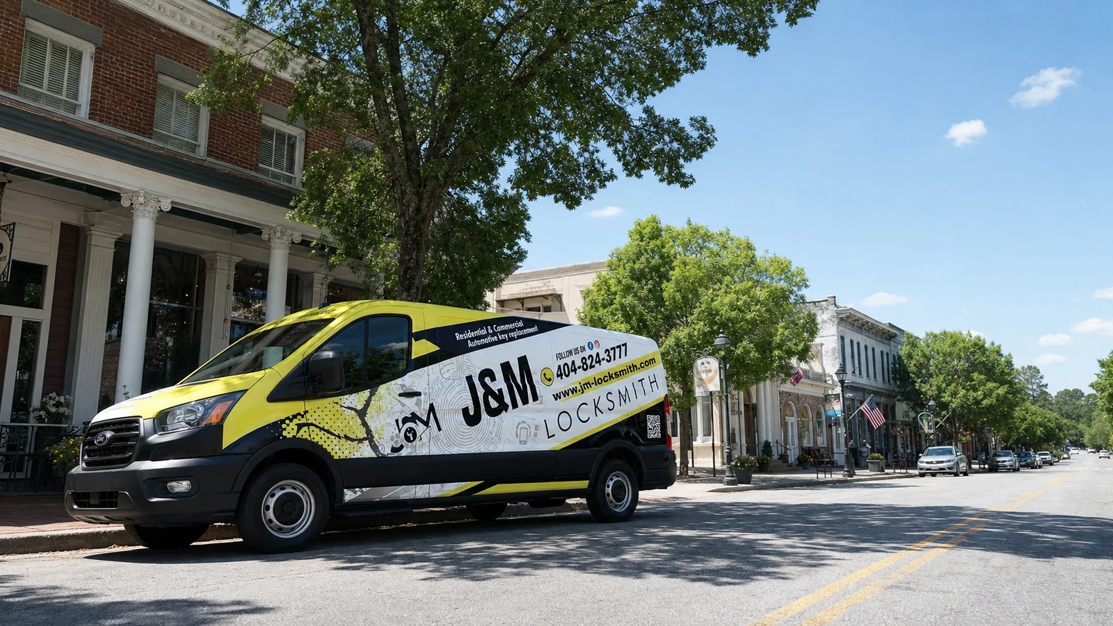 J&M Locksmith Roswell locksmith technician at work in Atlanta, GA