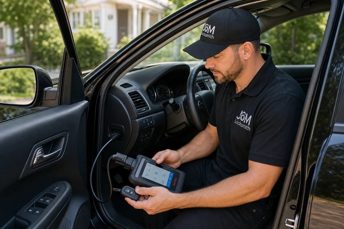 Photo: J&M locksmith van parked for an automotive call in Atlanta