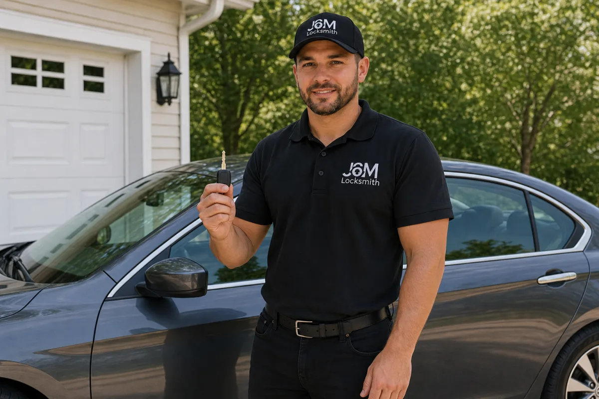 Photo: J&M technician at a car lockout call in Atlanta