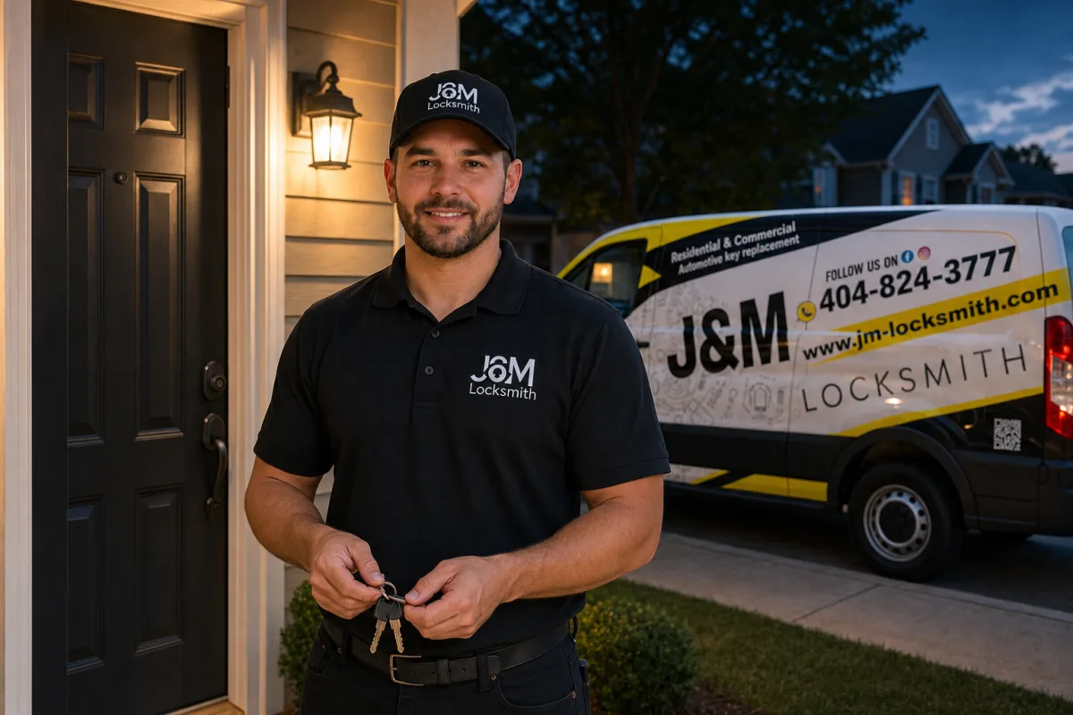Photo: J&M locksmith responding to an emergency lockout call
