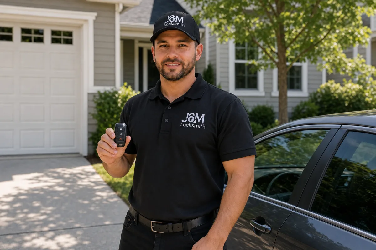 Photo: J&M technician programming a key fob at a vehicle