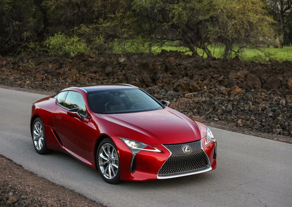 Red Lexus LC luxury coupe, representing Asian makes J&M unlocks